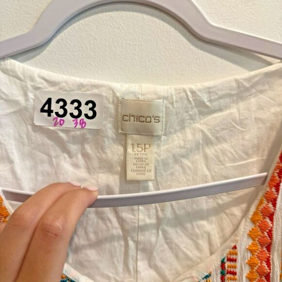 Chico's Womens Ivory Midi Tank Dress M 1.5P Embroidered Trim Pullover Sleeveless - Picture 5 of 8